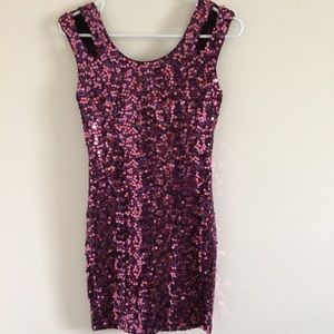 As U Wish Purple Sequin Mini Dress